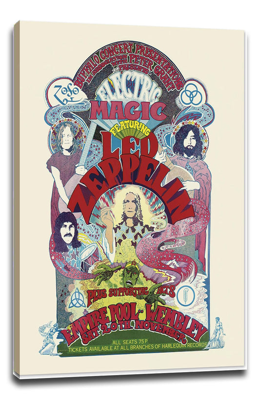 1971 Led Zeppelin Concert Tour Music (Paper and Canvas) Art Poster Printing Print