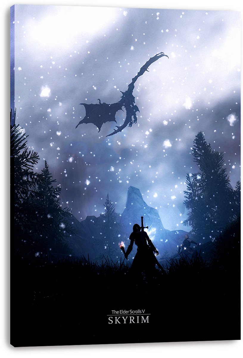 Skyrim Dragonborn Fantasy Scene Decorative Painting (paper and canvas) art poster printing print