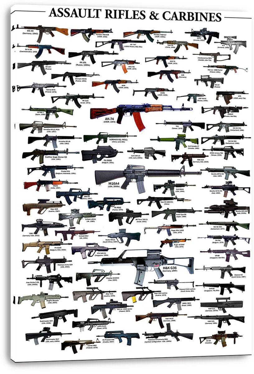 Assault Rifles & Carbines Decorative Painting (paper and canvas) art poster printing print