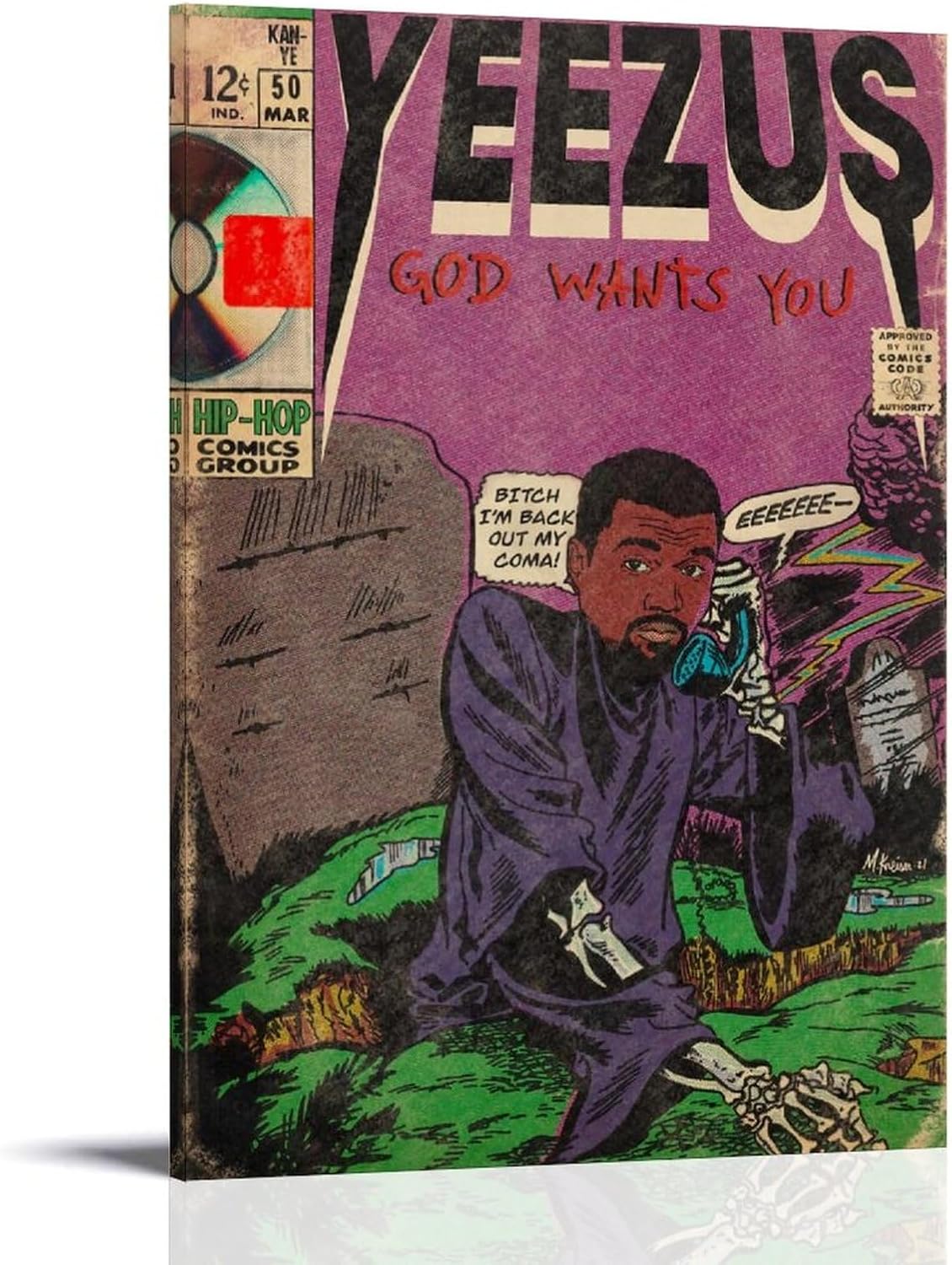 Kanye West Yeezus Album Comics Art Poster (Paper and Canvas) Art Poster Printing Print