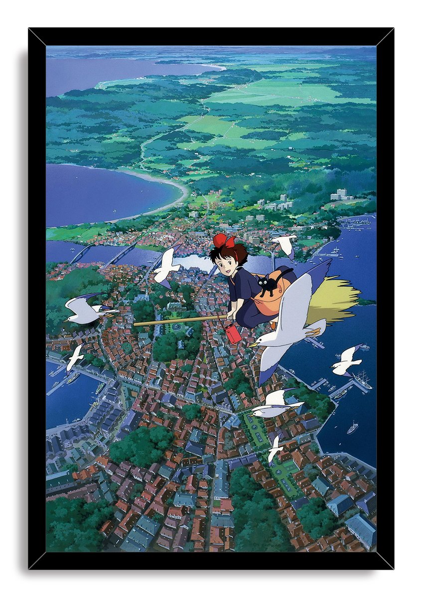 Kiki's Delivery Service Kiki Flying Decorative Painting (paper and canvas) art poster printing print