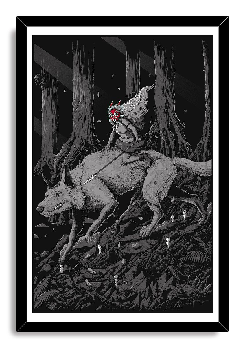 Princess Mononoke and Wolf Decorative Painting (paper and canvas) art poster printing print
