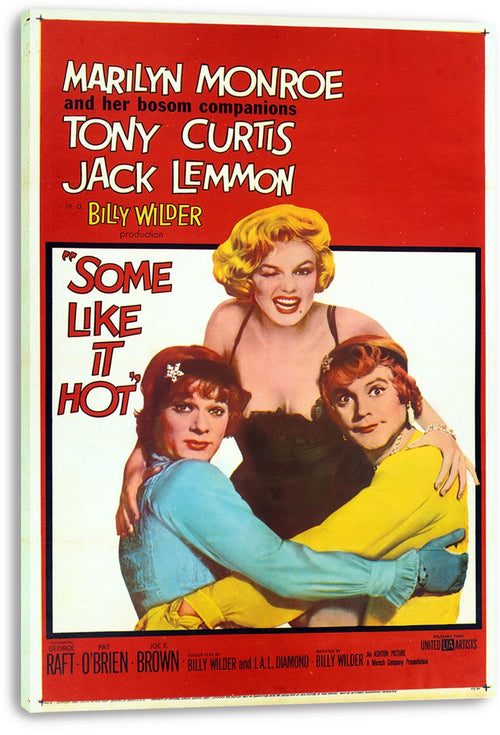 "Some Like It Hot" Movie Poster featuring Marilyn Monroe, Tony Curtis, and Jack Lemmon Decorative Painting (paper and canvas) art poster printing print