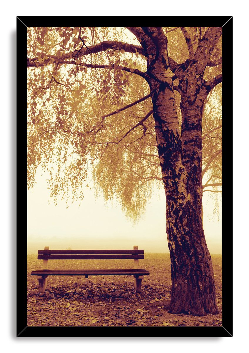 Autumn Park Bench and Tree Decorative Painting (paper and canvas) art poster printing print