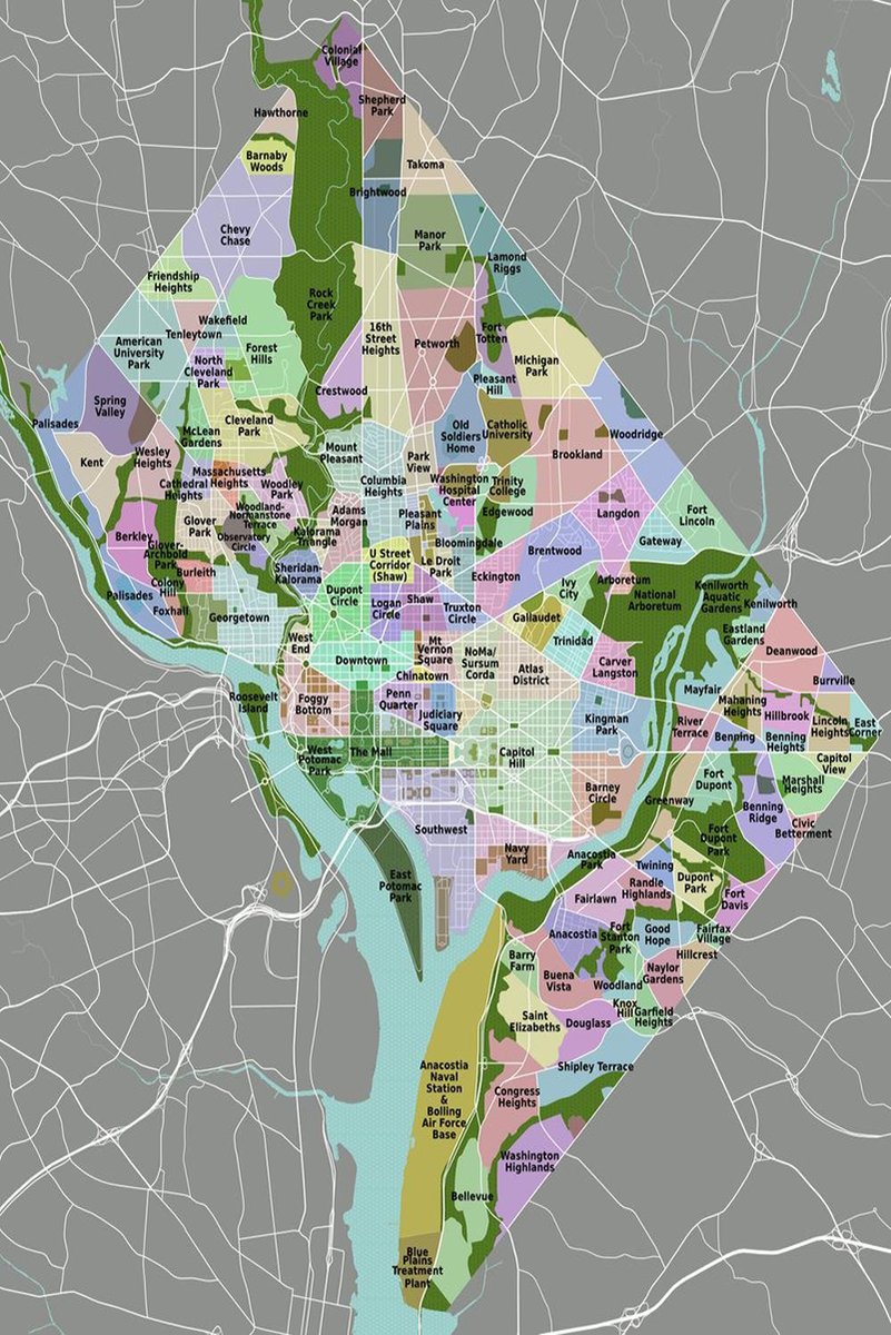 Washington D.C. Neighborhood Map Decorative Painting (paper and canvas) art poster printing print