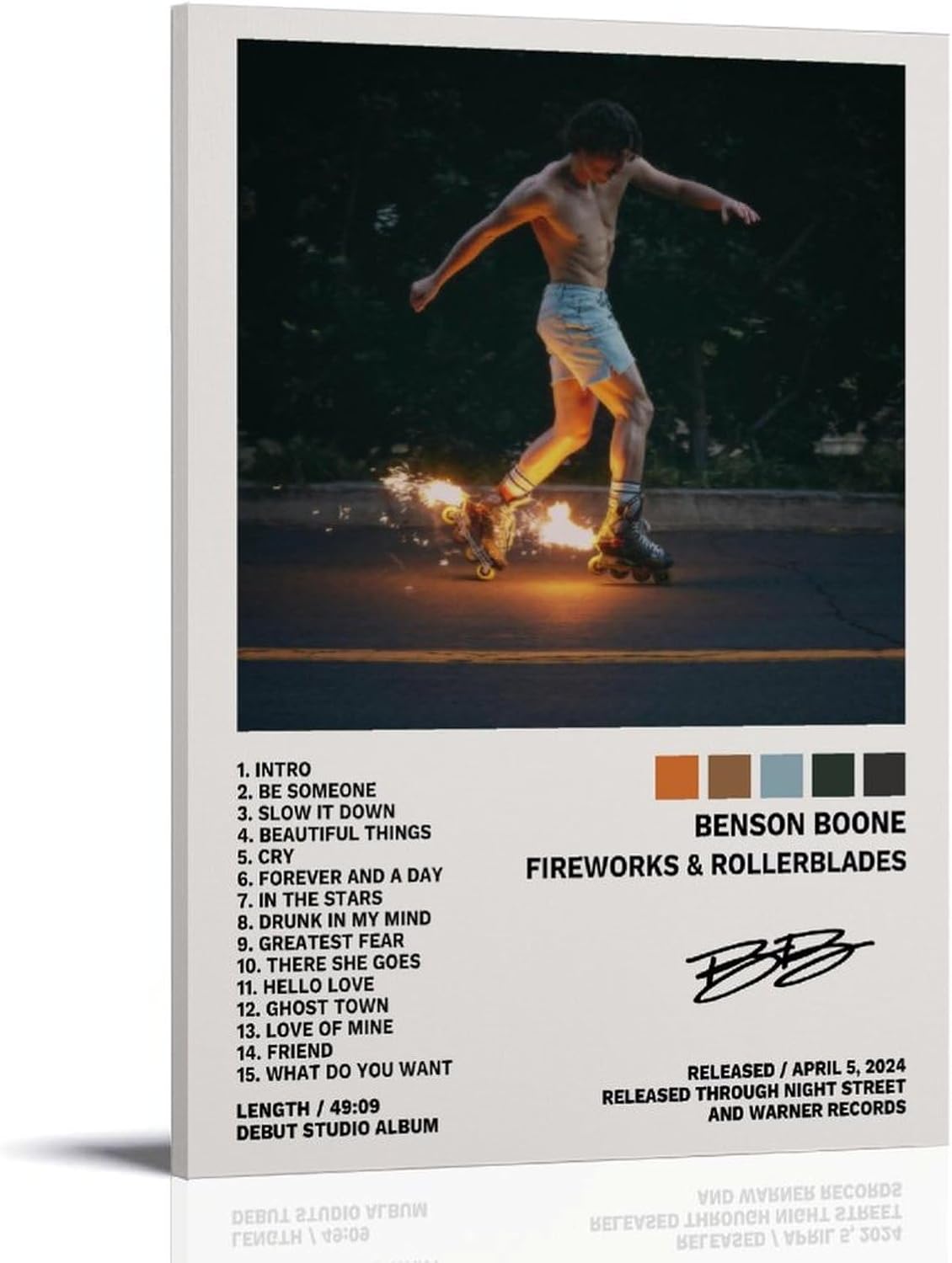 Benson Boone Poster Fireworks & Rollerblades Album Cover (Paper and Canvas) Art Poster Printing Print