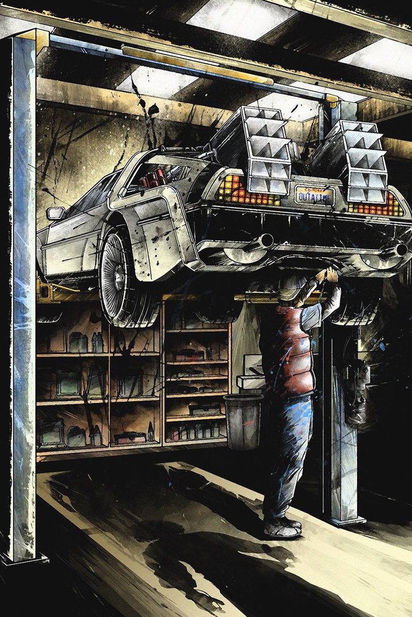 DeLorean Time Machine Mechanic Back to the Future Decorative Painting (paper and canvas) art poster printing print