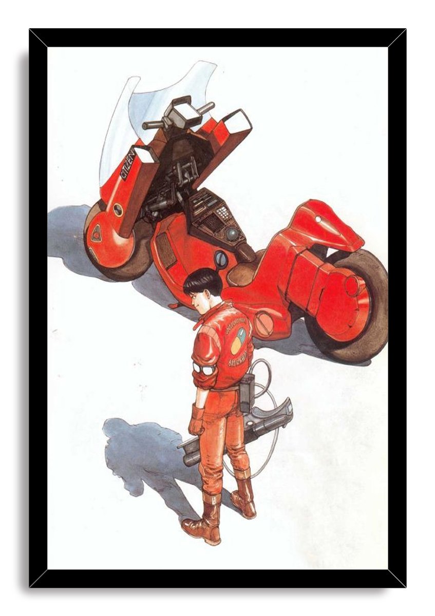 Akira Kaneda's Red Motorcycle Decorative Painting (paper and canvas) art poster printing print