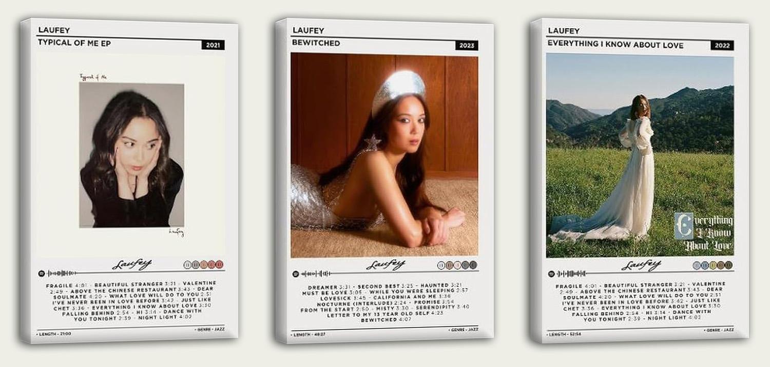 Laufey Poster Typical of Me Album 3 Piece Set (Paper and Canvas) Art Poster Printing Print