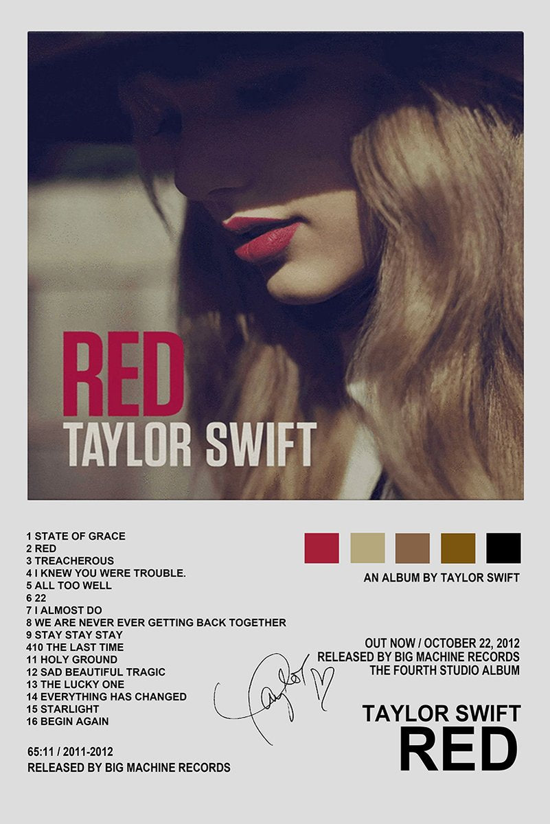 Taylor Swift Red Album Cover Decorative Painting (paper and canvas) art poster printing print