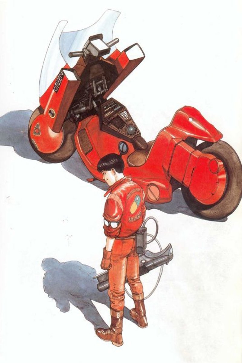 Akira Kaneda's Red Motorcycle Decorative Painting (paper and canvas) art poster printing print