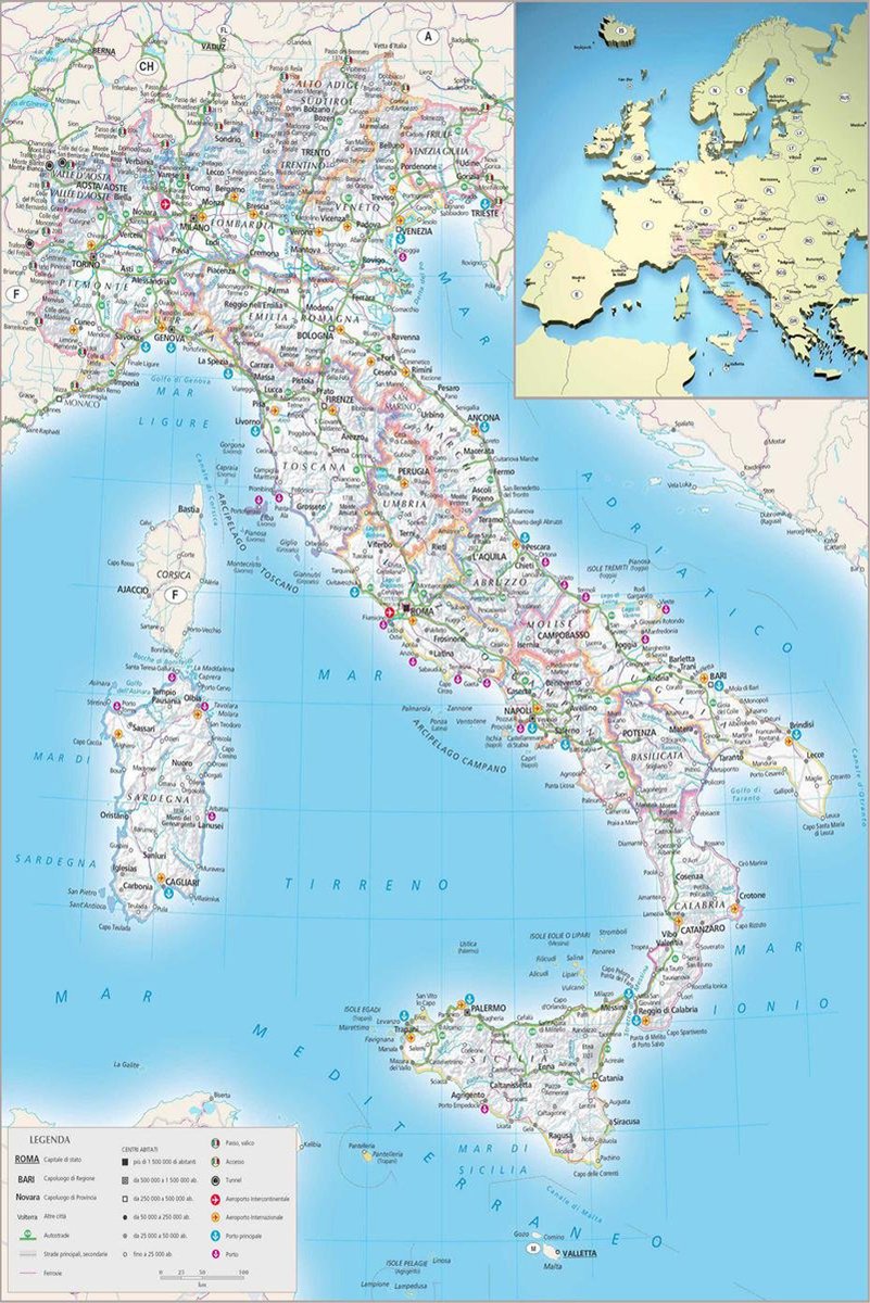 Italy Road Map Decorative Painting (paper and canvas) art poster printing print