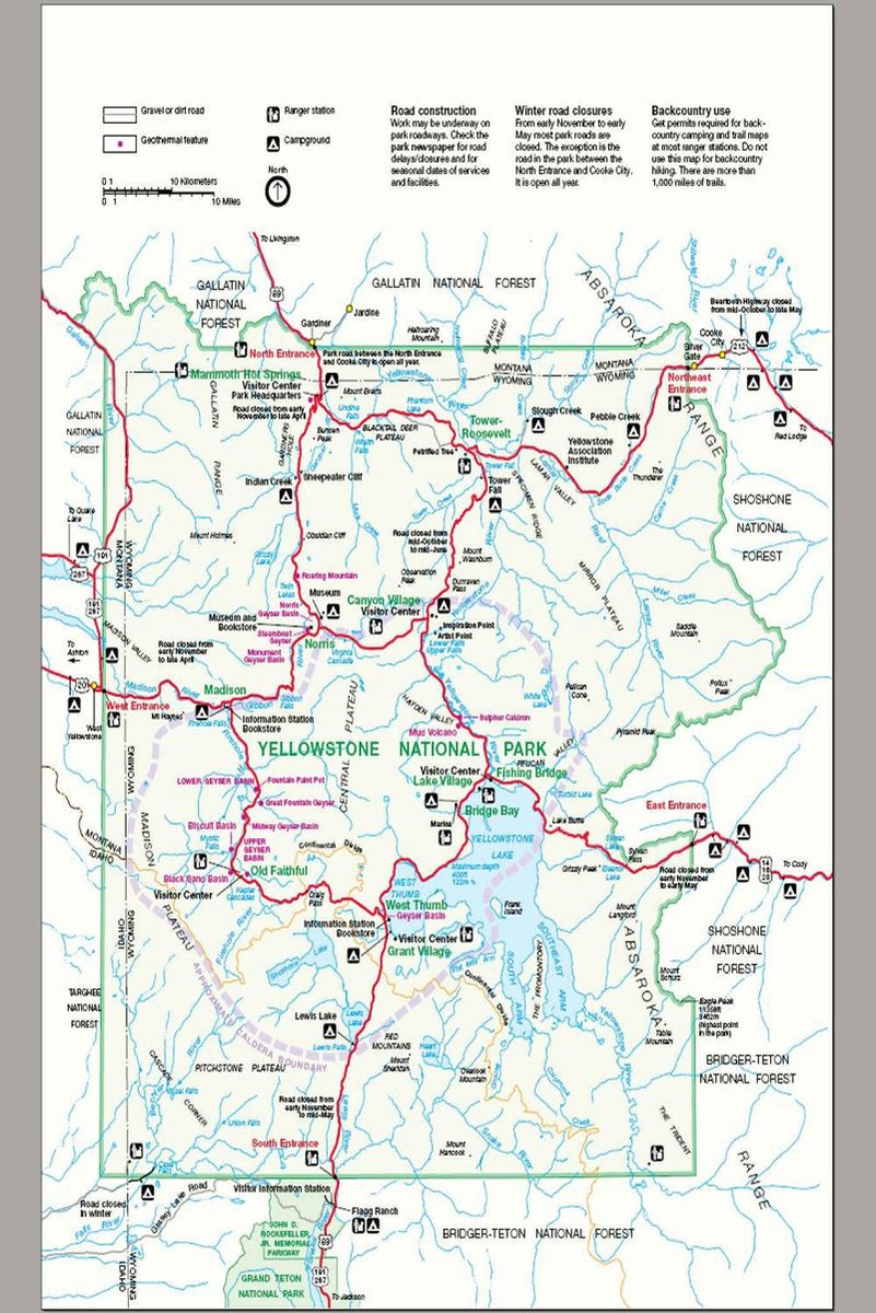 Yellowstone National Park Map Decorative Painting (paper and canvas) art poster printing print