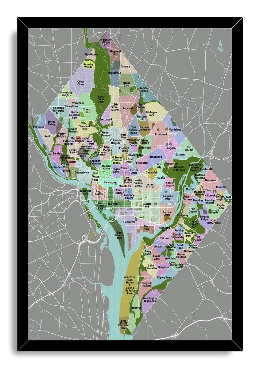 Washington D.C. Neighborhood Map Decorative Painting (paper and canvas) art poster printing print