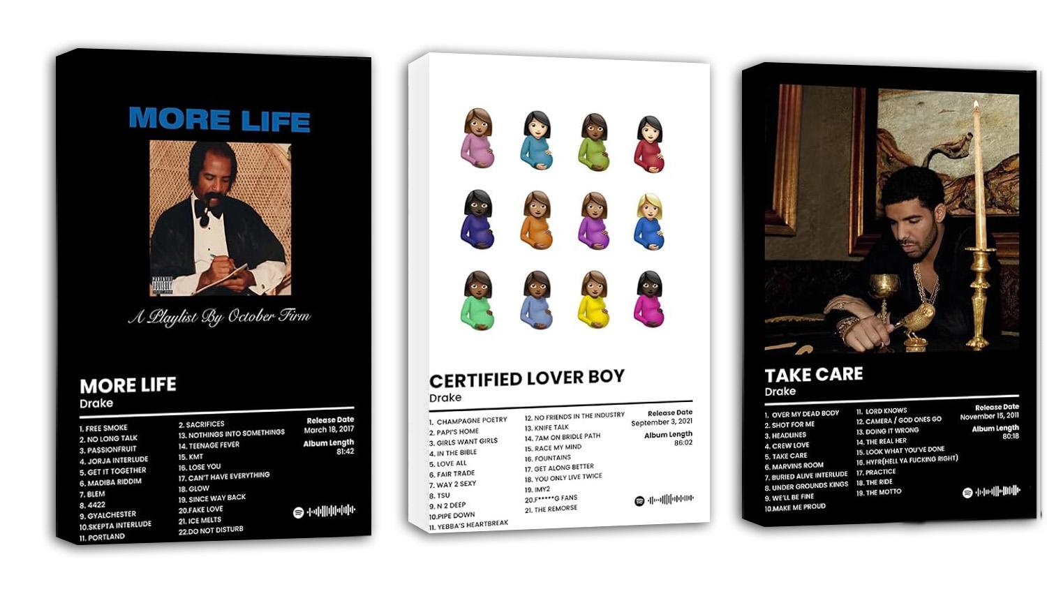 Drake Album Cover Poster,3 Piece Drake Music Posters (paper and canvas) art poster printing print