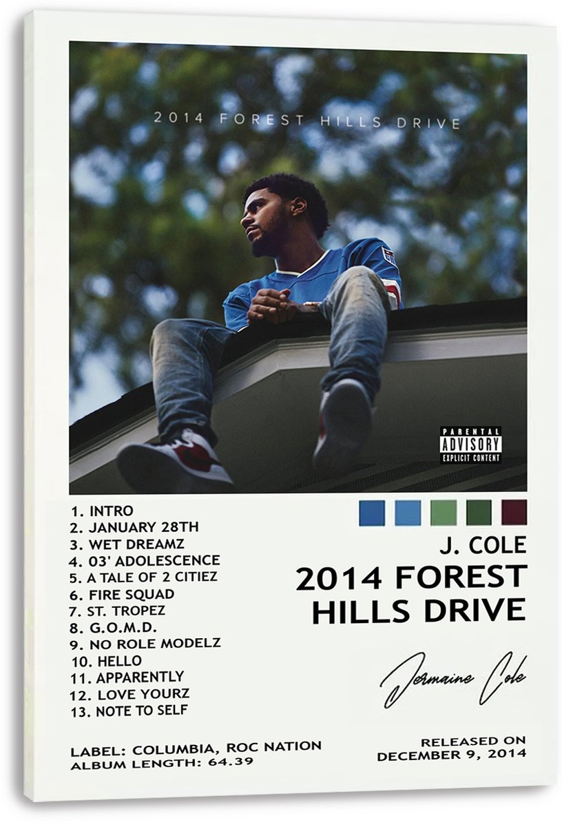 J. Cole 2014 Forest Hills Drive Album Cover Decorative Painting (paper and canvas) art poster printing print