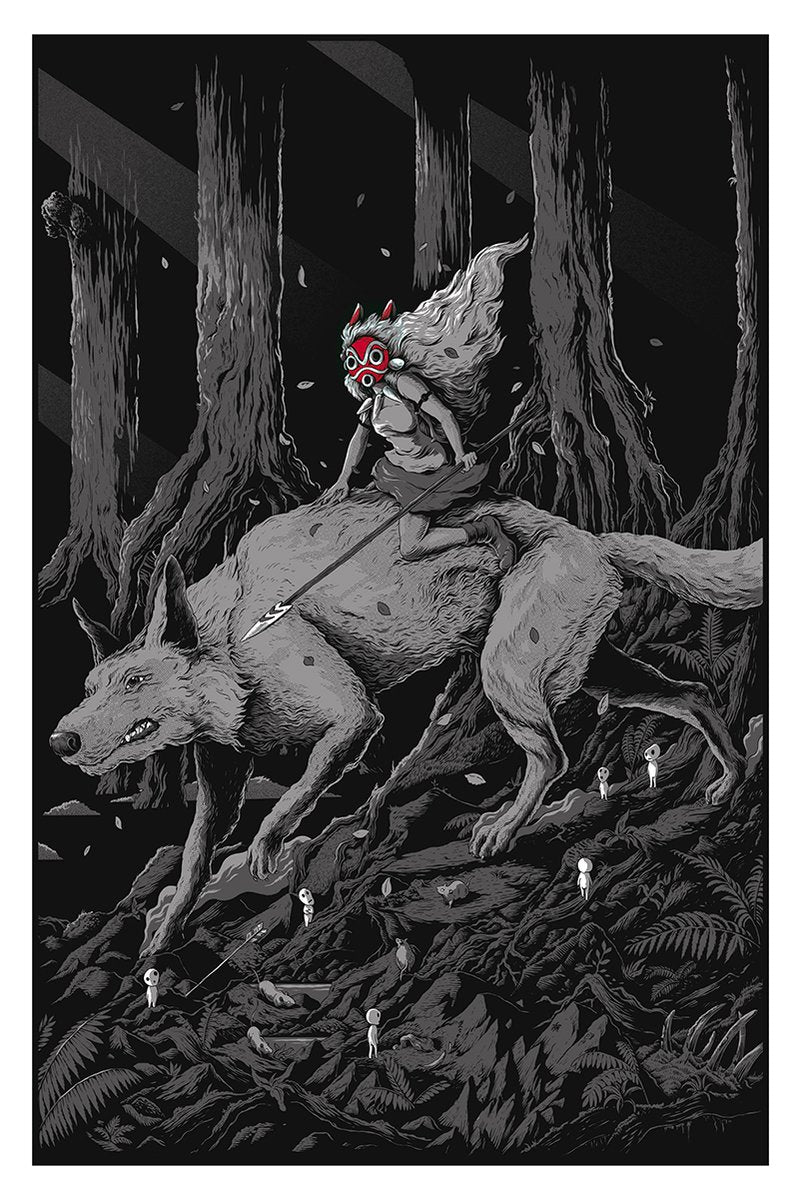 Princess Mononoke and Wolf Decorative Painting (paper and canvas) art poster printing print