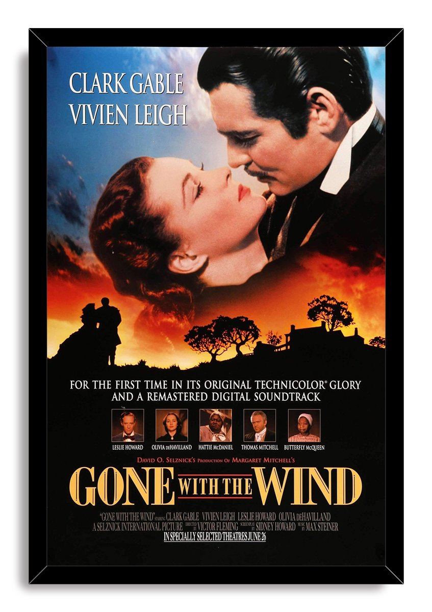 Gone With The Wind Clark Gable Vivien Leigh Romantic Classic Movie Decorative Painting (paper and canvas) art poster printing print