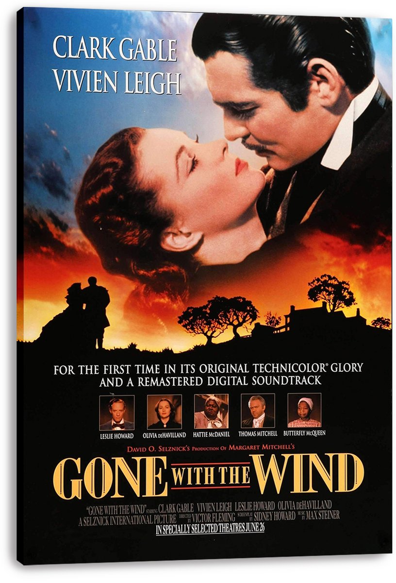 Gone With The Wind Clark Gable Vivien Leigh Romantic Classic Movie Decorative Painting (paper and canvas) art poster printing print