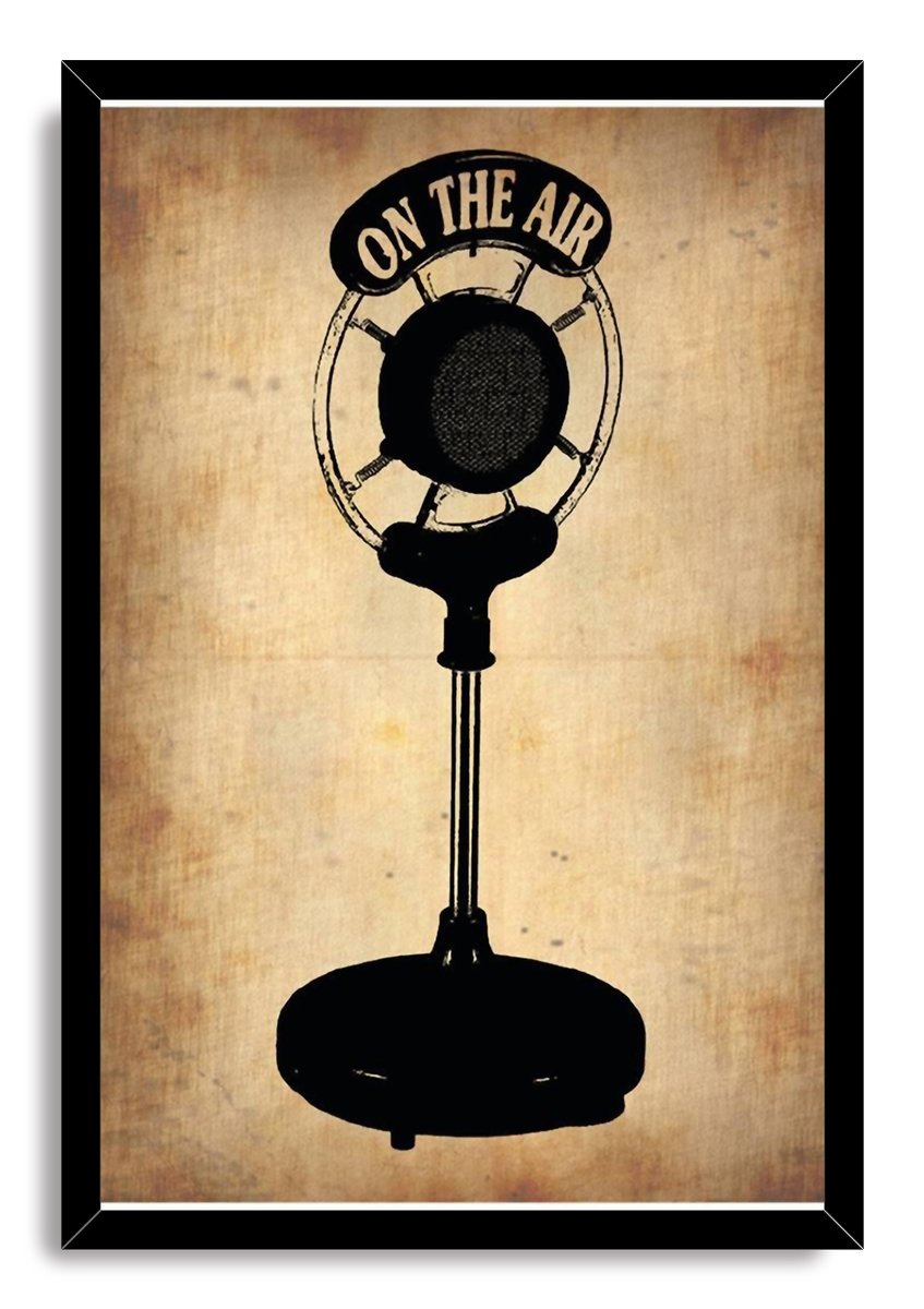 Vintage Radio Microphone On The Air Decorative Painting (paper and canvas) art poster printing print