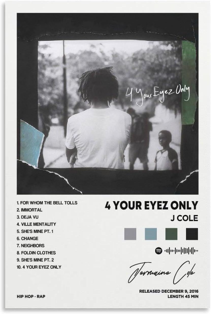 J Cole Poster 4 Your Eyez Only Album Cover for Room Aesthetic Gift-(Paper and Canvas) Art Poster Printing Print