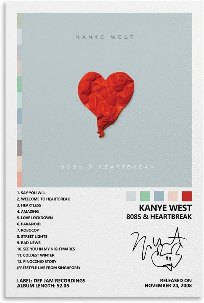 Kanye West 808s & Heartbreak Album Cover Poster(Paper and Canvas) Art Poster Printing Print