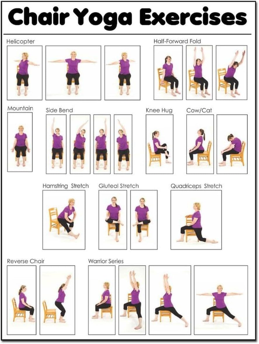 Chair Yoga Practice Poster for Seniors Yoga Room Painting Posters (Paper and Canvas) Art Poster Printing Print