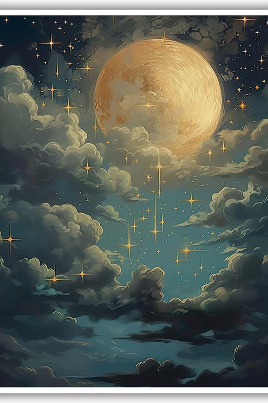 Vintage Celestial Moon Wall Art Gothic Moon Poster Print B0DKF9NCF6