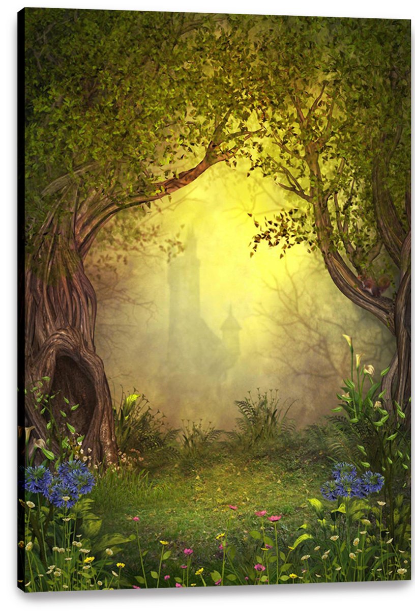 Enchanted Forest Castle Decorative Painting (paper and canvas) art poster printing print