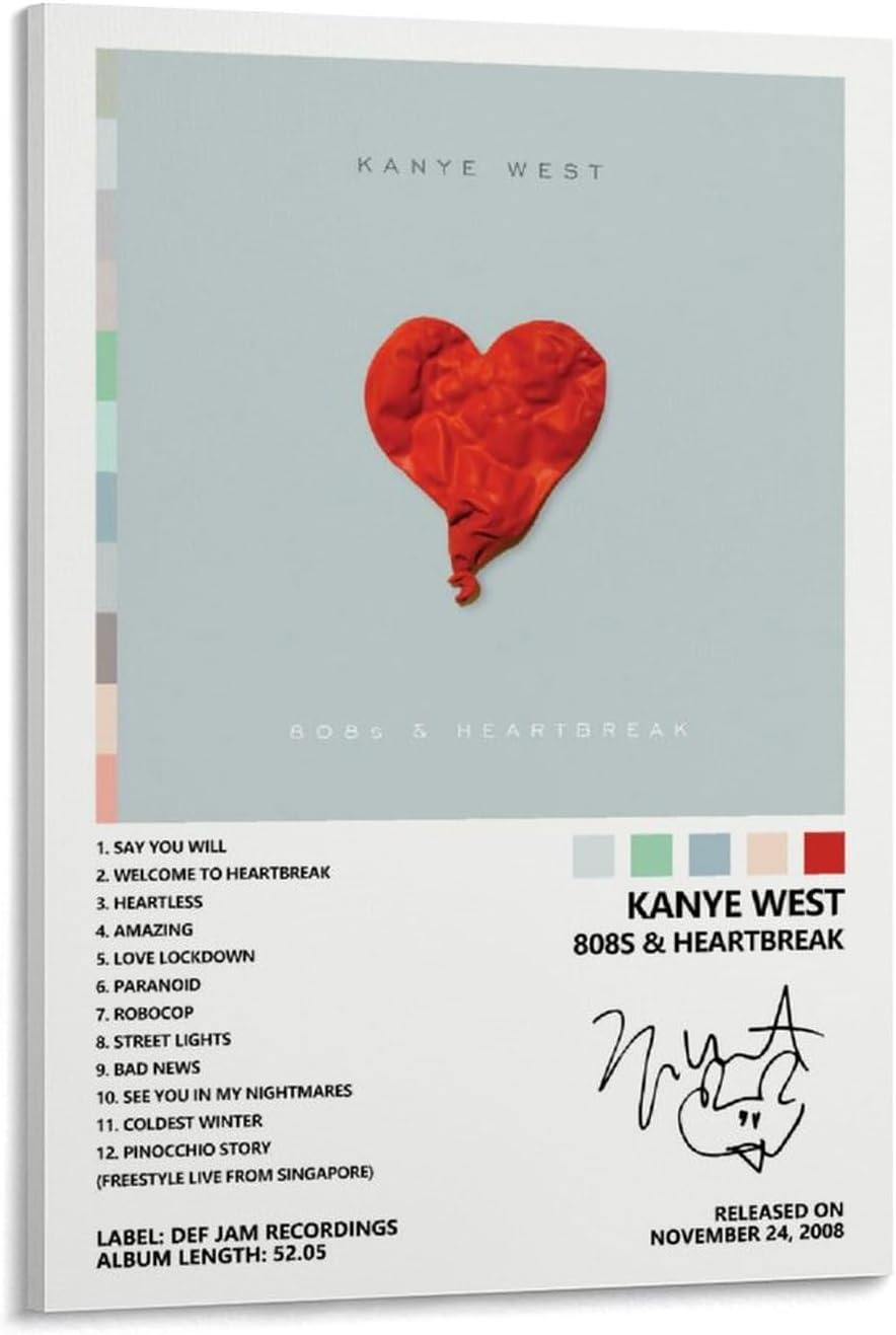 Kanye West 808s & Heartbreak Album Cover Poster(Paper and Canvas) Art Poster Printing Print