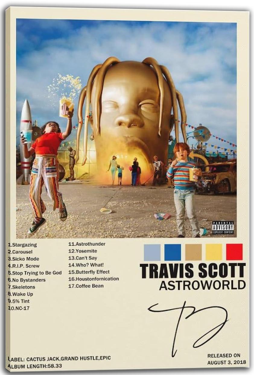 Travis Scott Poster Astroworld Album Cover Painting (Paper and Canvas) Art Poster Printing Print