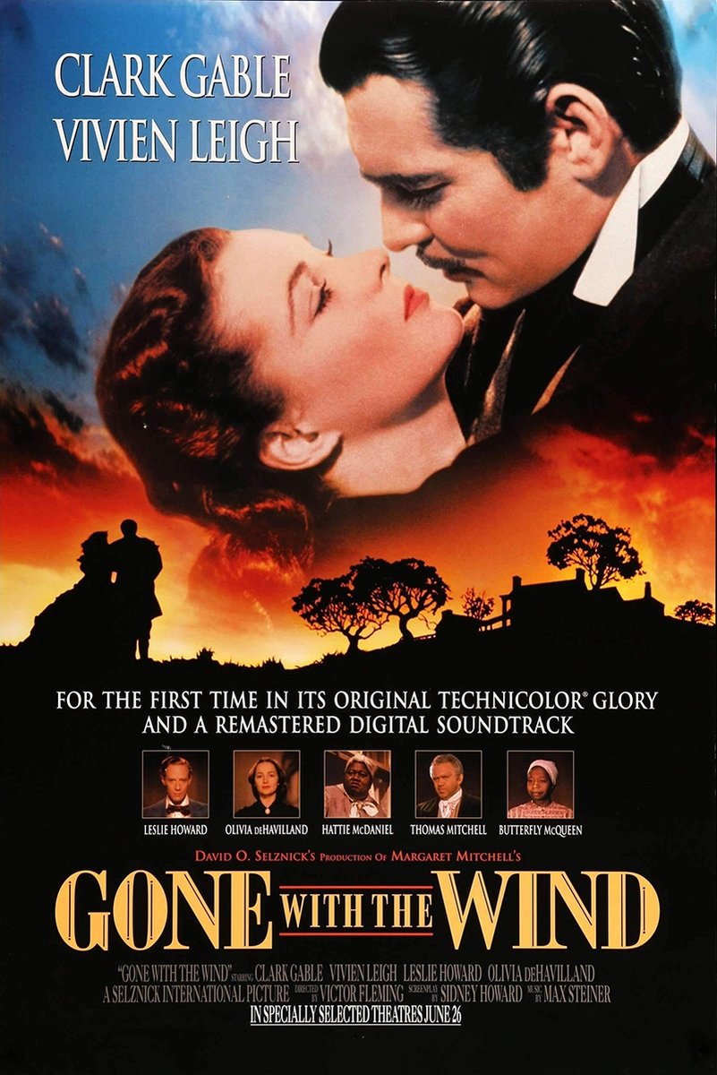 Gone With The Wind Clark Gable Vivien Leigh Romantic Classic Movie Decorative Painting (paper and canvas) art poster printing print