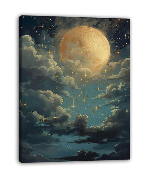 Vintage Celestial Moon Wall Art Gothic Moon (Paper and Canvas) Art Poster Printing Print