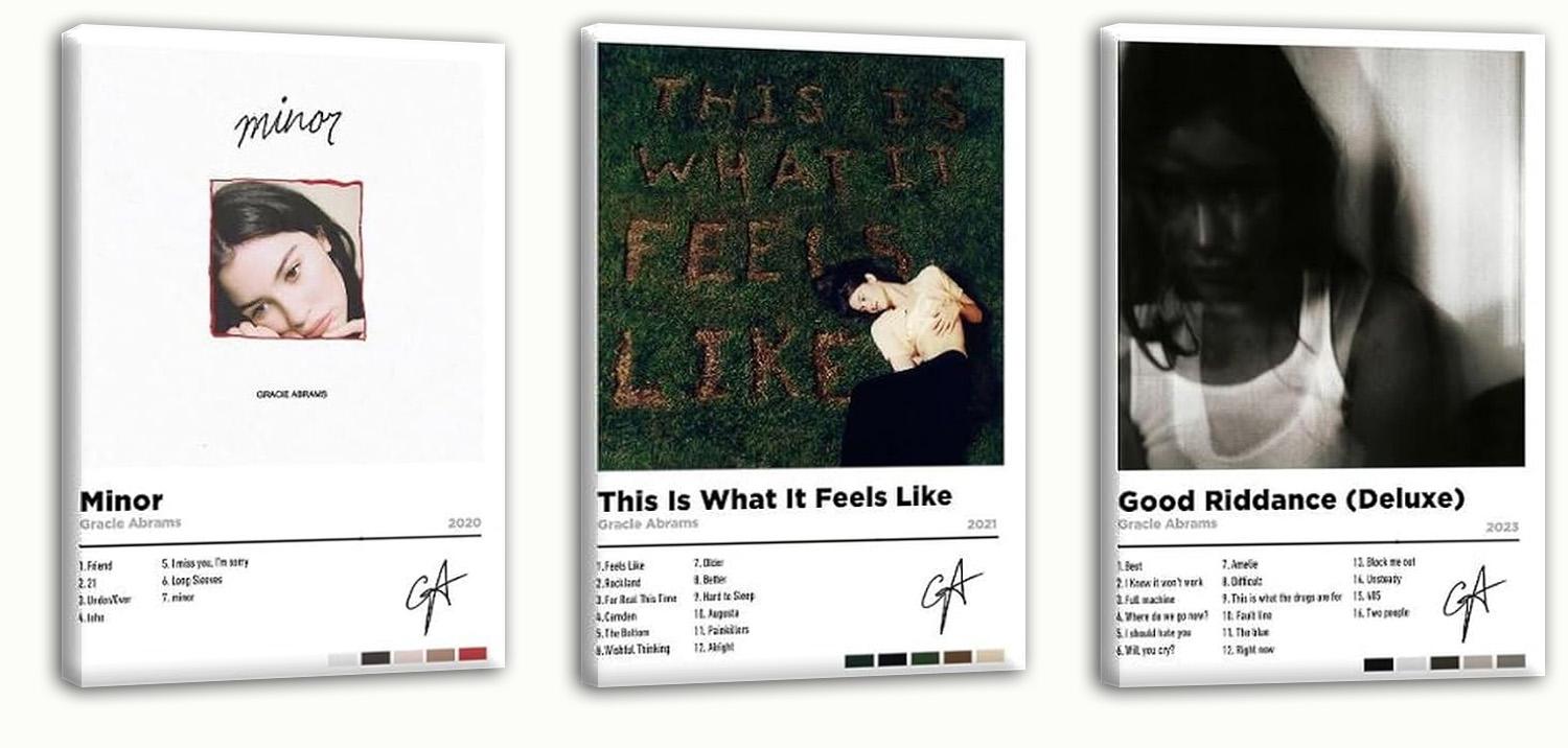 Gracie Abrams Poster Minor Album 3 Piece Set (Paper and Canvas) Art Poster Printing Print