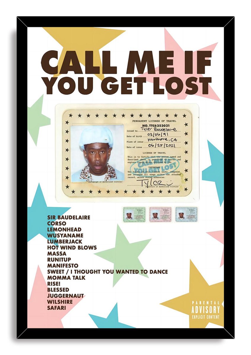 Tyler, The Creator Sir Baudelaire CALL ME IF YOU GET LOST Decorative Painting (paper and canvas) art poster printing print