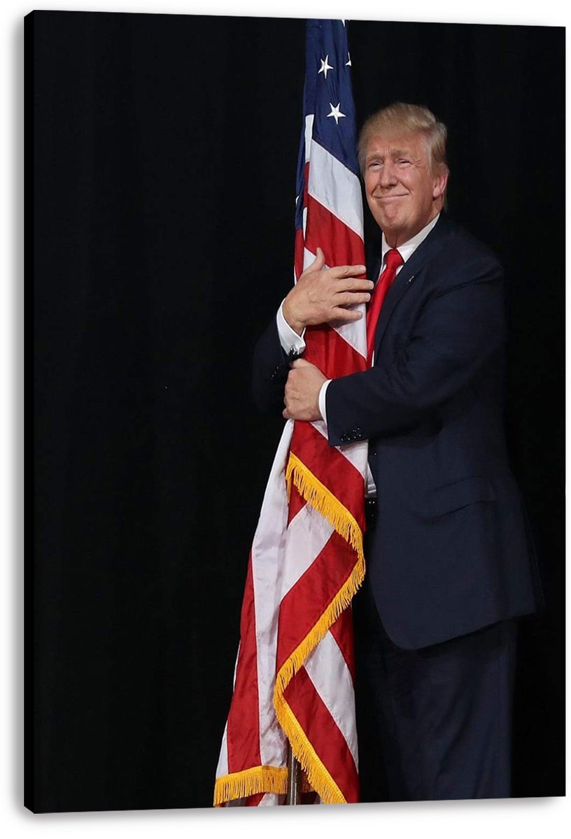 Donald Trump and American Flag Decorative Painting (paper and canvas) art poster printing print