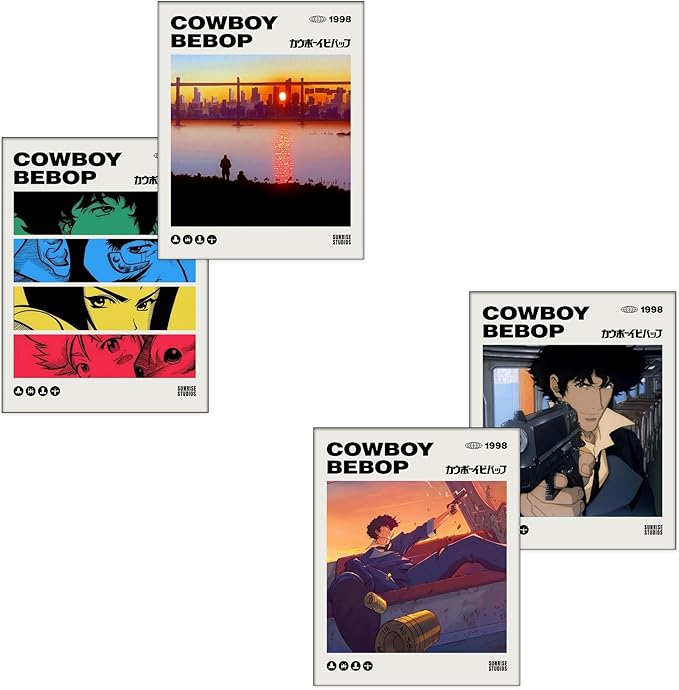 Cowboy Bebop Poster Jet Black Set of 4 (Paper and Canvas) Art Poster Printing Print