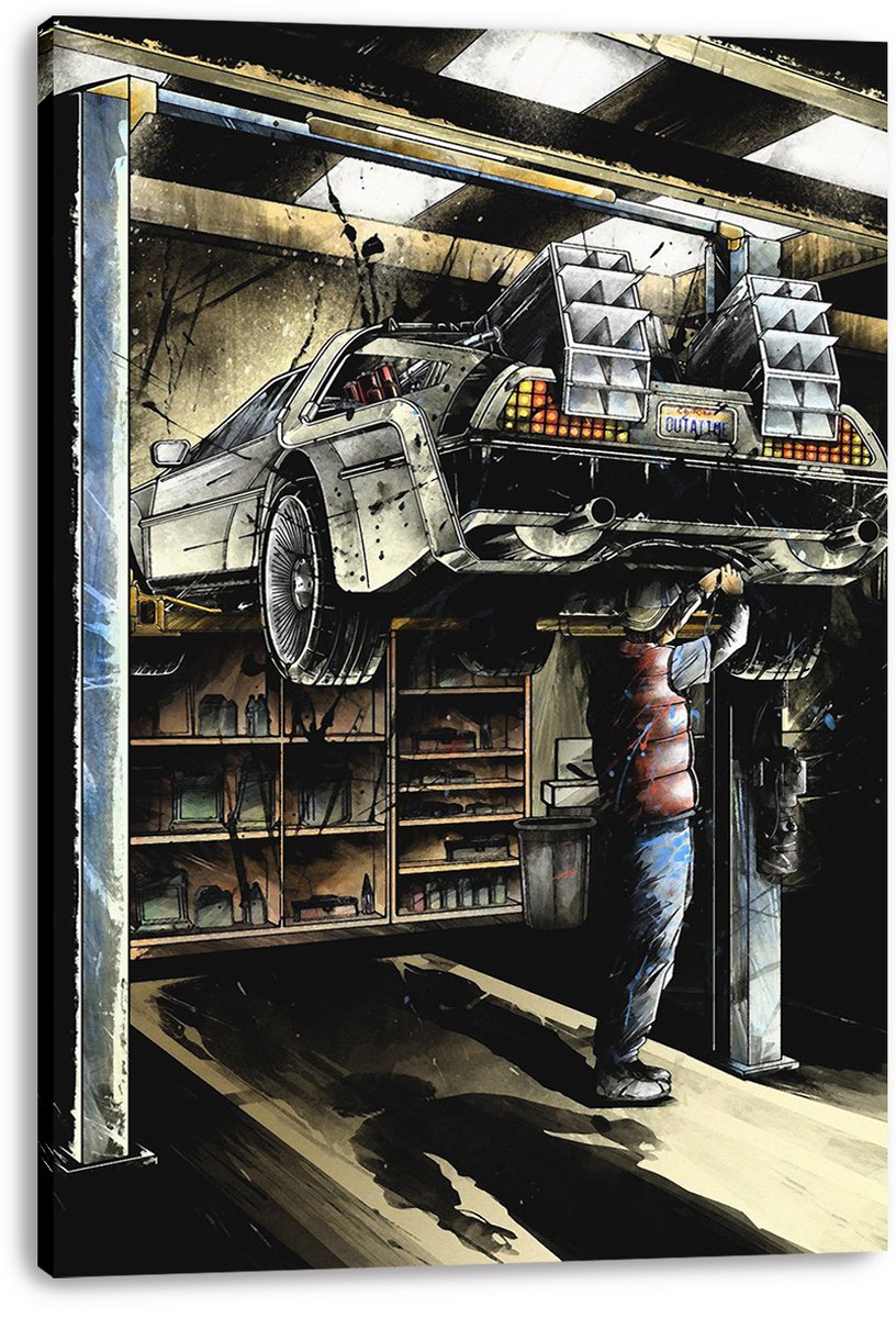 DeLorean Time Machine Mechanic Back to the Future Decorative Painting (paper and canvas) art poster printing print