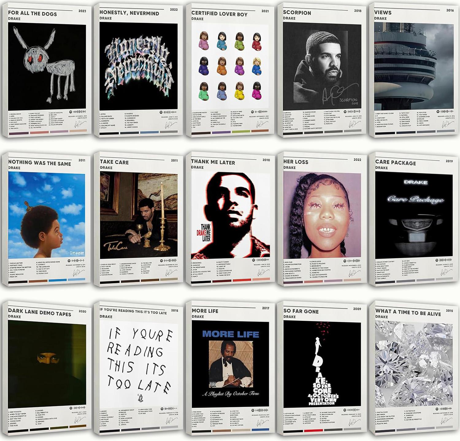 Drake Poster Album Cover Posters Wall Art Decor Print Posters Set of 15 (paper and canvas) art poster printing print