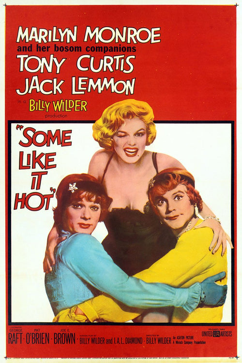 "Some Like It Hot" Movie Poster featuring Marilyn Monroe, Tony Curtis, and Jack Lemmon Decorative Painting (paper and canvas) art poster printing print