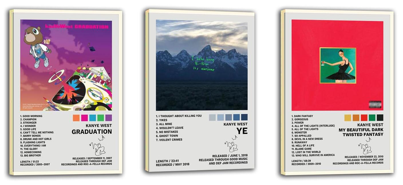Kanye West Poster A Set of 3 Album Decorative Painting Wall (paper and canvas) art poster printing print