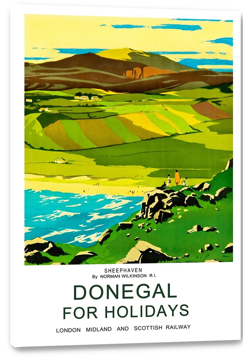 Donegal Sheepgaven Vintage Travel Poster Landscape Decorative Painting (paper and canvas) art poster printing print