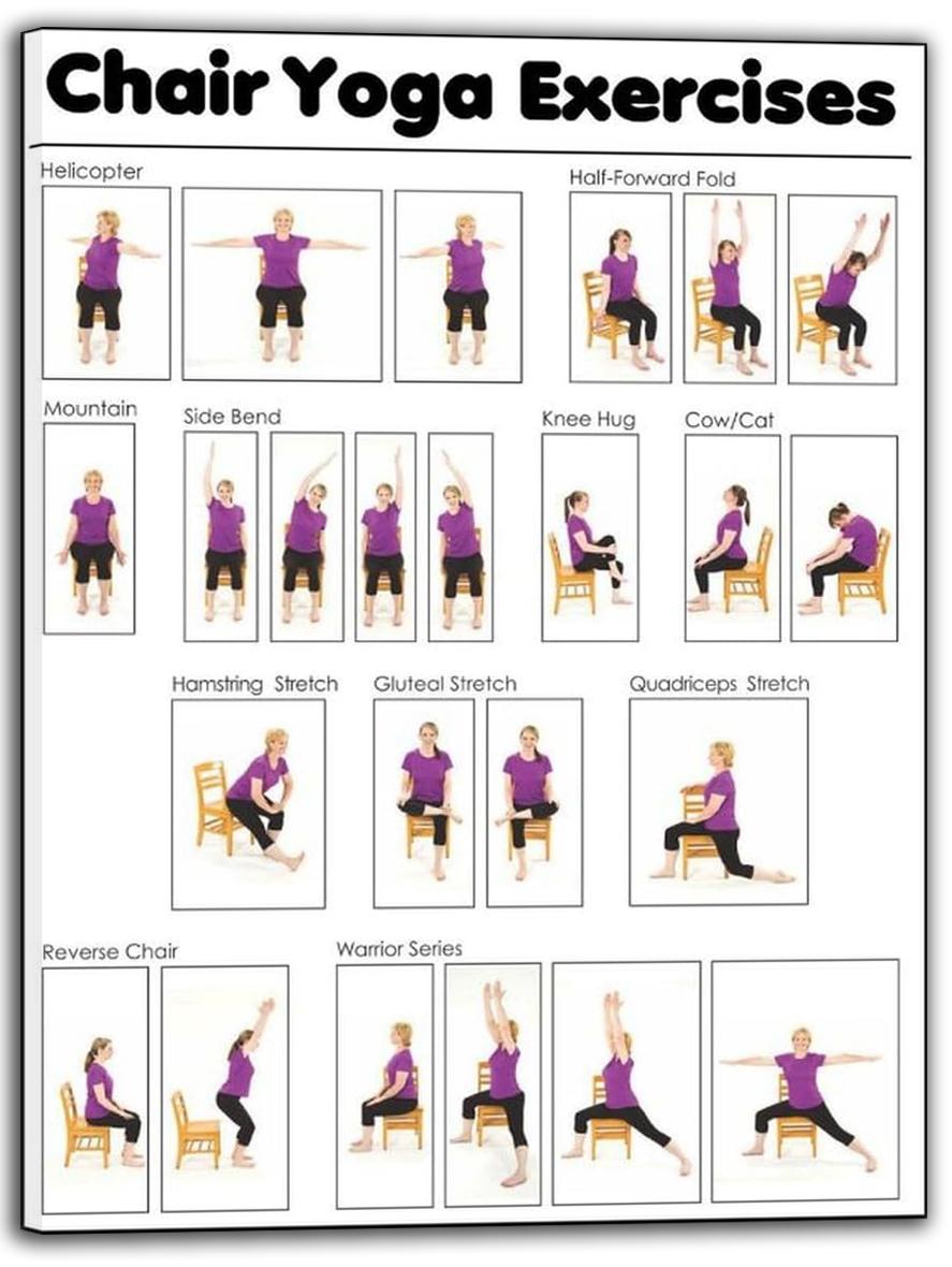 Chair Yoga Practice Poster for Seniors Yoga Room Painting Posters (Paper and Canvas) Art Poster Printing Print