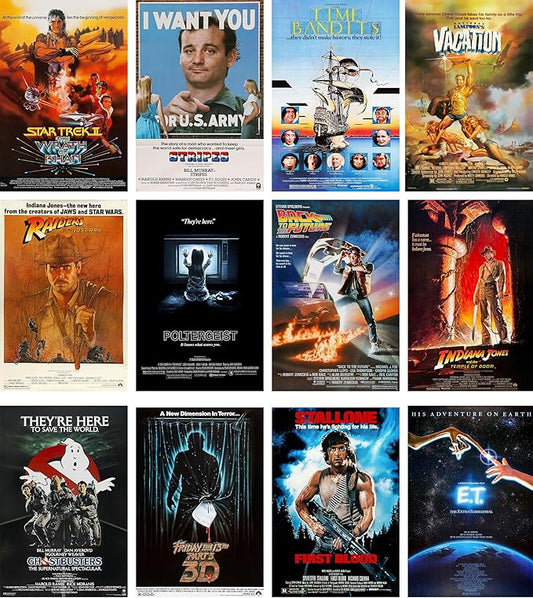 12 Pack of 8x12Inch Movie Posters From The 1980's (Paper and Canvas) Art Poster Printing Print