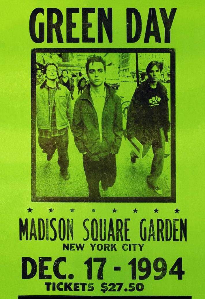 Green Day Concert Poster, NYC, Madison Square Garden, New York City Music (Paper and Canvas) Art Poster Printing Print