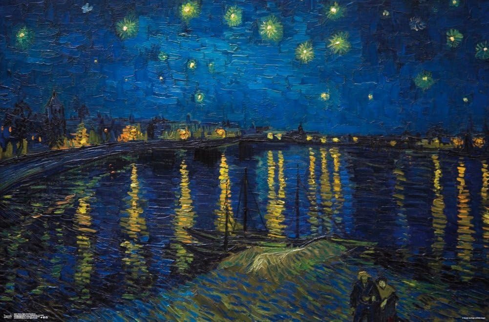 Starry Night over The Rhone by Vincent van Gogh Decoration (Paper and Canvas) Art Poster Printing Print