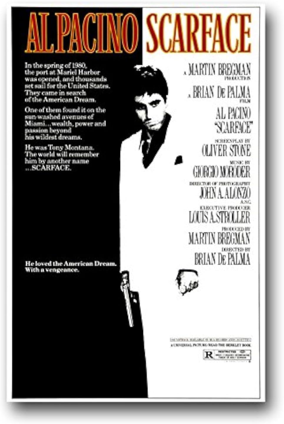 Scarface Poster Movie Promo Al Pacino poster (Paper and Canvas) Art Poster Printing Print