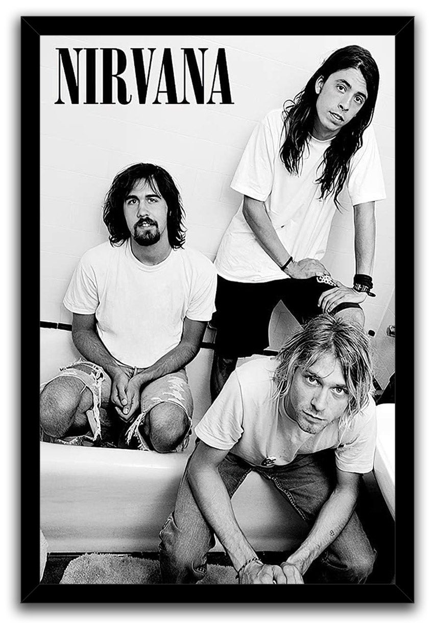 Nirvana (B&W - Kurt, Krist & Dave) Music (Paper and Canvas) Art Poster Printing Print