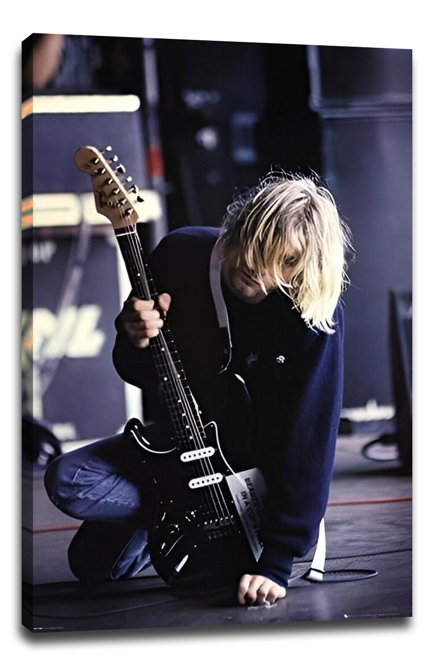 Nirvana - Kurt Cobain Kneeling On Stage Music (Paper and Canvas) Art Poster Printing Print