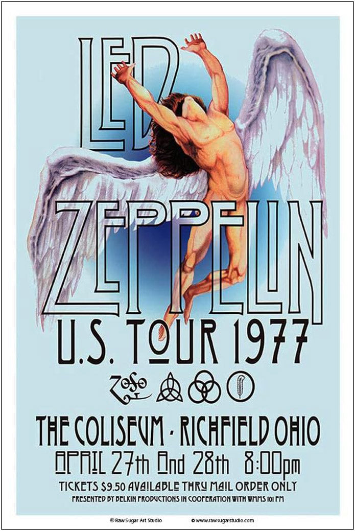 Led Zeppelin 1977 Cleveland Concert Music (Paper and Canvas) Art Poster Printing Print
